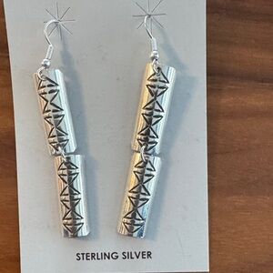 Navajo handmade Sterling Silver Geometric Earrings
